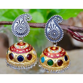 Multicolor Mango Keri Jhumka Earrings 